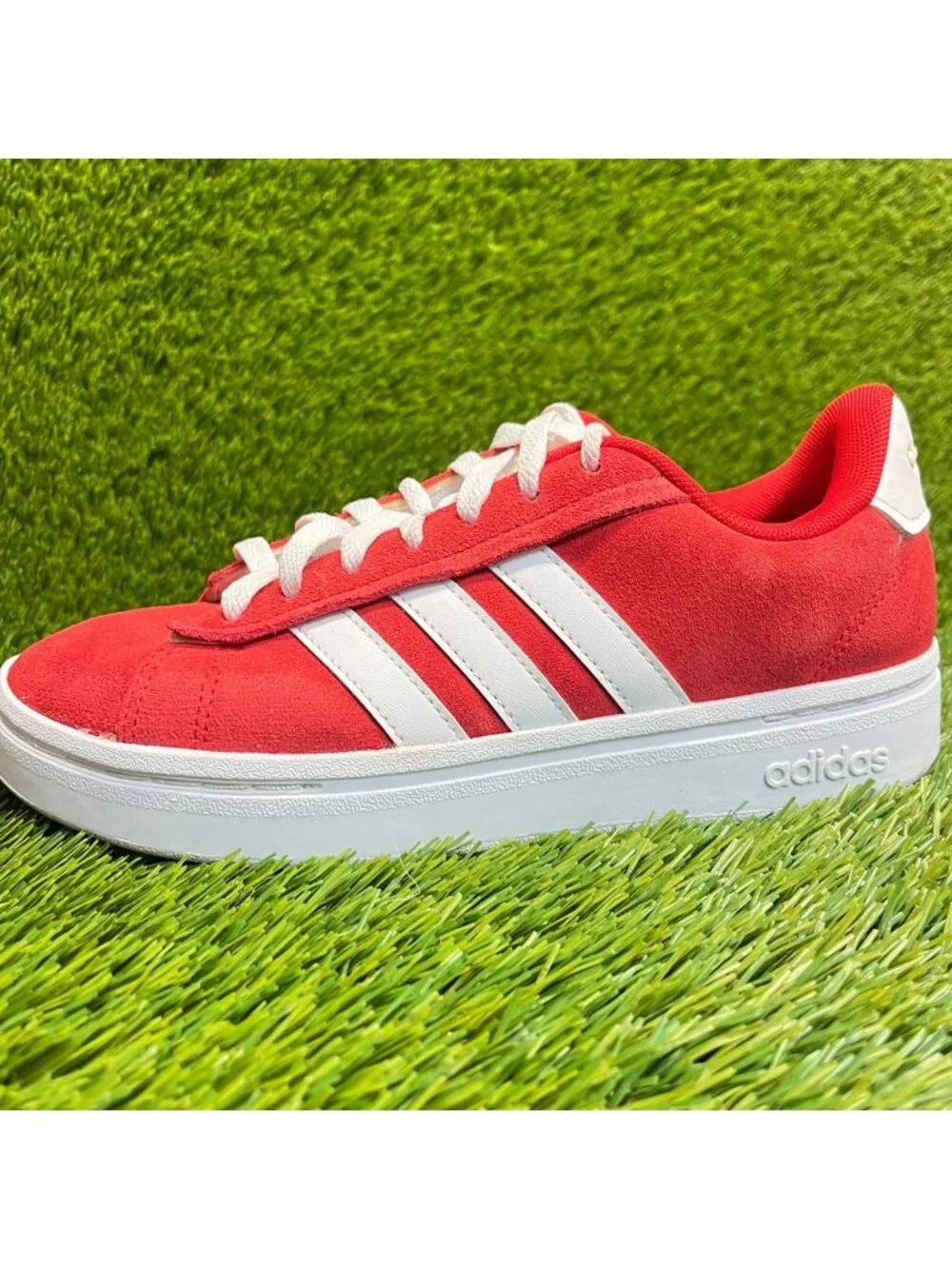 Adidas Grand Court Alpha Womens Size 6 Red White Athletic Suede Shoes Sneakers